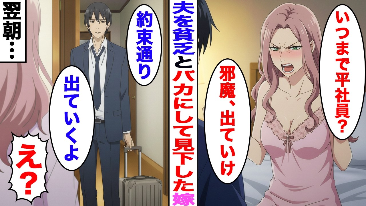 【漫画】「邪魔だから出ていけ！」夫を貧乏とバカにして見下した嫁→夫が本当に出ていったら…【スカッと】【ママスカ】