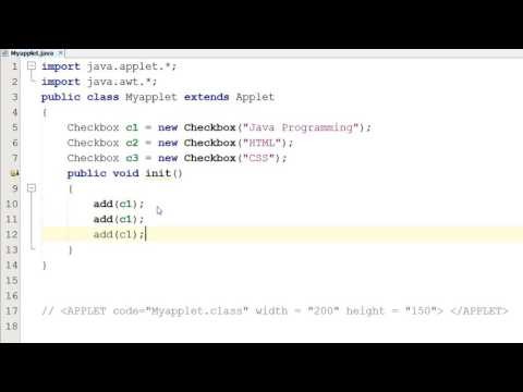 Checkbox in Java Applet Hindi