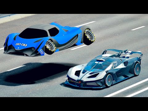 Devel Sixteen Spaceship vs Bugatti Bolide - Drag Race 20 KM