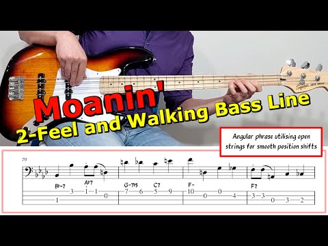 "Moanin"🥁 Walking Bass Line 🎵 Bass Guitar Lesson 🎸
