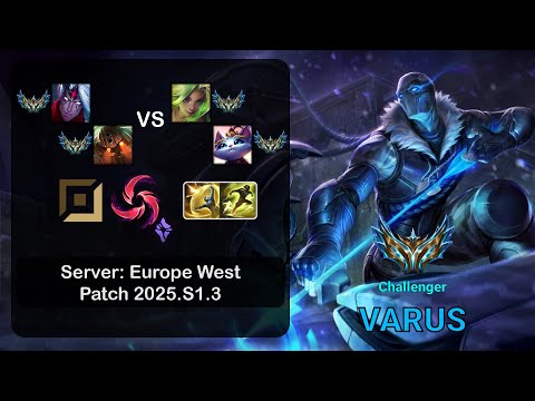Varus ADC + Nautilus vs Zeri + Yuumi - EUW Challenger - Patch 2025.S1.3