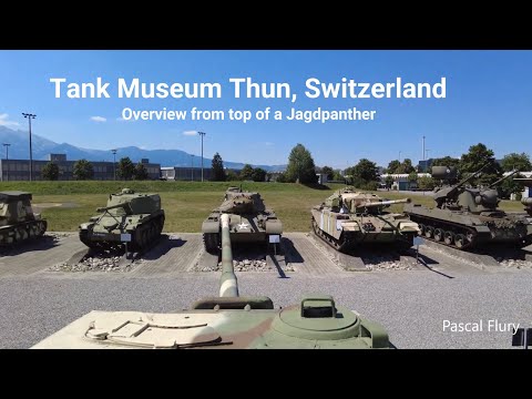 Panzer Museum - Tank museum in Thun, Switzerland - overview from top of a Jagdpanther.