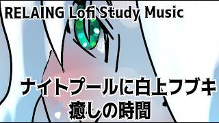 Relaxing  夜のプールで癒しの時間を過ごす白上フブキ｜ファンアート 【【勉強,作業,集中,睡眠,癒し,瞑想,リラックス,ASMR、Lofi、Study Music】