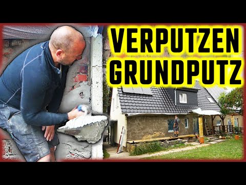 WAND VERPUTZEN - Grundputz auftragen | Fassade verputzen! | Home Build Solution