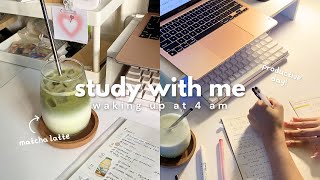study vlog 📚: waking up at 4 am, studying & note-taking + how i make my matcha latte 🍵
