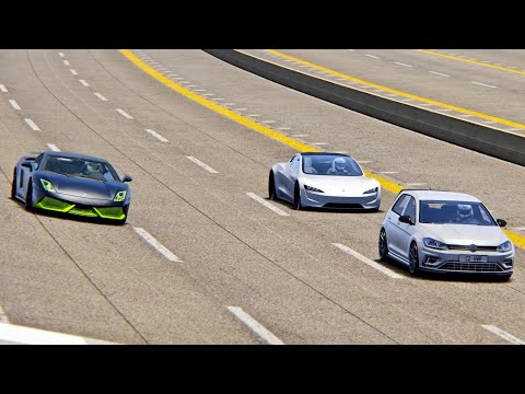 Lamborghini Gallardo 7700 HP vs Golf R 2019 Monster vs Tesla Roadster - Nardo Speed Ring