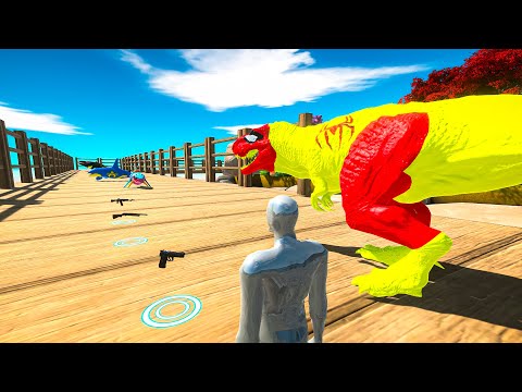 FPS AVATAR & ORANGE T-REX SPIDERMAN RESCUE DEATH TRAP MISSION - Animal Revolt Battle Simulator