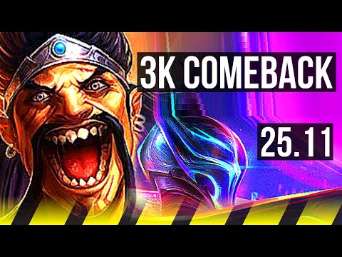 DRAVEN & Blitzcrank vs JHIN & Lux (ADC) | 3k comeback, Dominating | EUW Master | 25.11