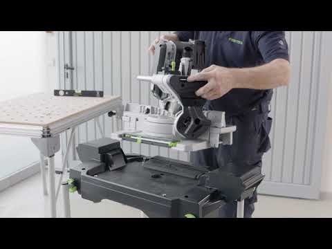 Akumuliatorinis traukiamas skersinio pjovimo pjūklas Festool KSC 60 EB-Basic | 577775 (be akumuliatoriaus ir pakrovėjo) video