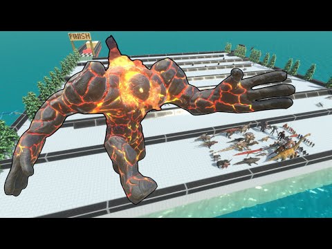 Epic Escape From Lava Golem !! - Animal Revolt Battle Simulator