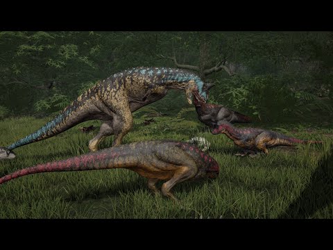 Carnos Vs. 2 Adult Rexes & Sub Rex | The Isle Gameplay | Group Hunting