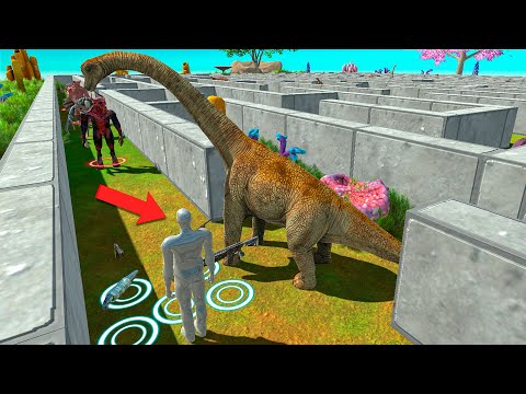 🔥PFS EXTREME DEATH RUN IN MAZE WITH TAME BRACHIOSAURUS - Animal Revolt Battle Simulator