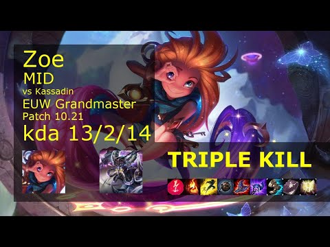Zoe Mid vs Kassadin - EUW Grandmaster 13/2/14 Patch 10.21 Gameplay