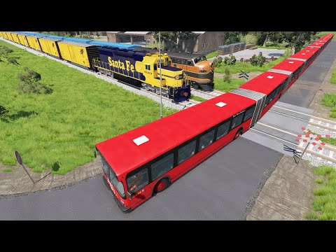 Long Articulated Bus Accident on Rail #45 - Beamng.Drive | Dancing Cars