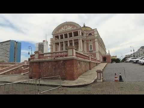 Walking tour in Manaus, Brazil. Amazonas Theater - 4K