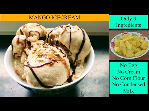 Mango Icecream with only 3 ingredients (No egg, No cream, No cornflour, No condensed milk) in tamil
