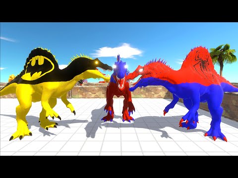 DEATH RUN vs CAPTAIN AMERICA SPINOSAURUS TEAM - Animal Revolt Battle Simulator