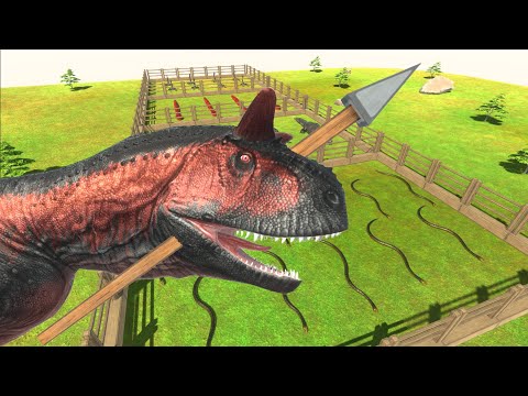 Ballista throws Dinosaurs into deadly animal cages - Animal Revolt Battle Simulator