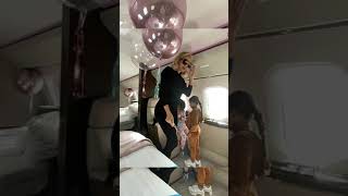 Khloe kardashian having fun with her nephews,nieces and her daughter on kylie jenner's airplane.