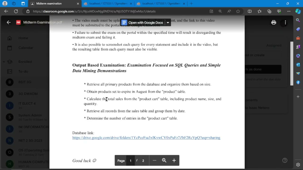 Midterm Exam SQL VALLENTE