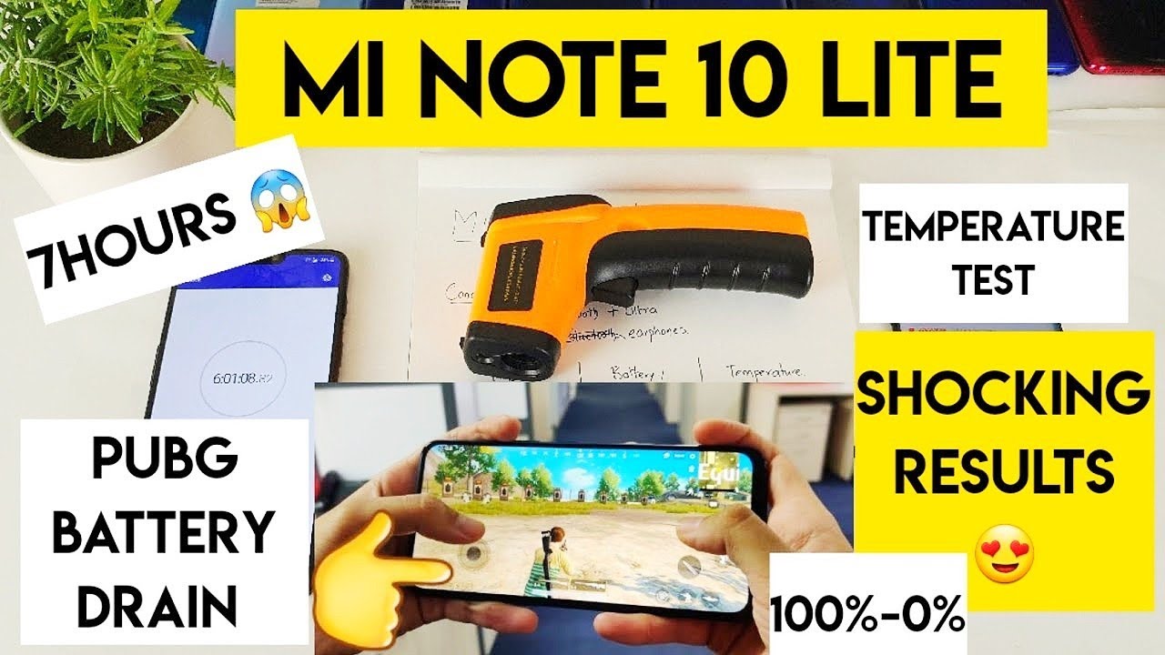 Mi note 10 lite pubg battery drain temperature check 100%-0%