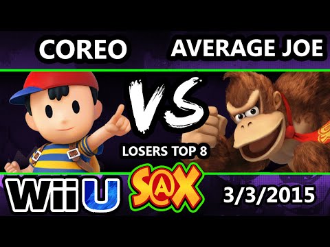 S@X - Coreo (Ness) Vs. Average Joe (Donkey Kong) SSB4 Losers Top 8 - Smash Wii U - Smash 4