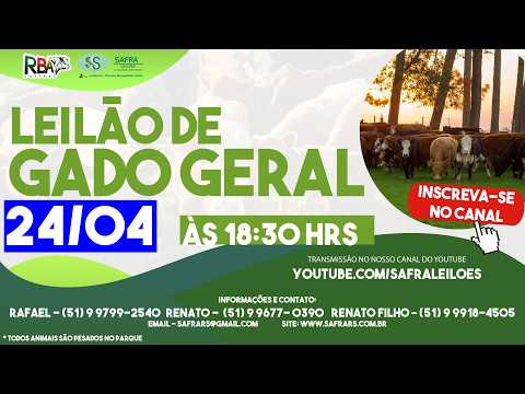 LEILÃO DE GADO GERAL (24/04) - SAFRA LEILÕES / PASSO DO SOBRADO-RS