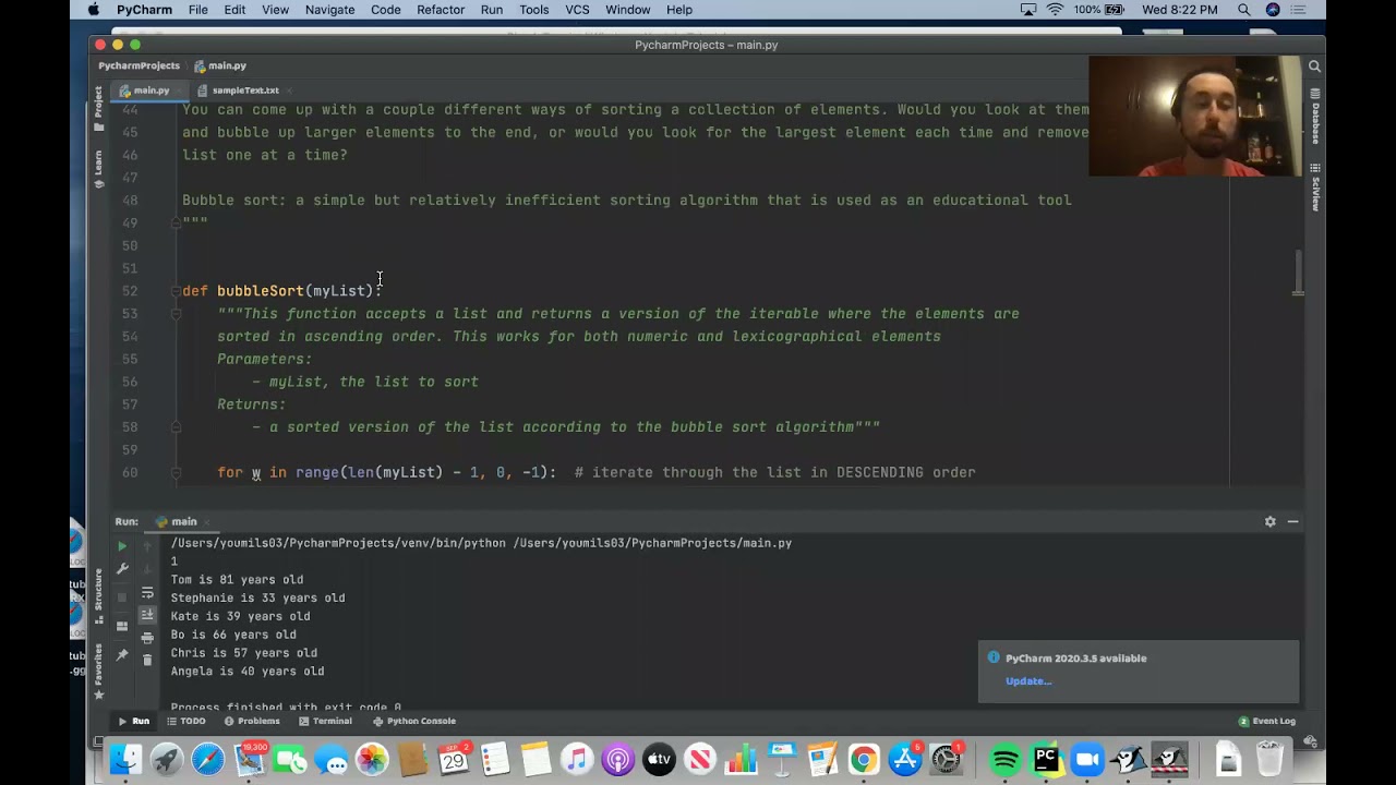 Python Programming: Lesson 49 - Sortable Objects