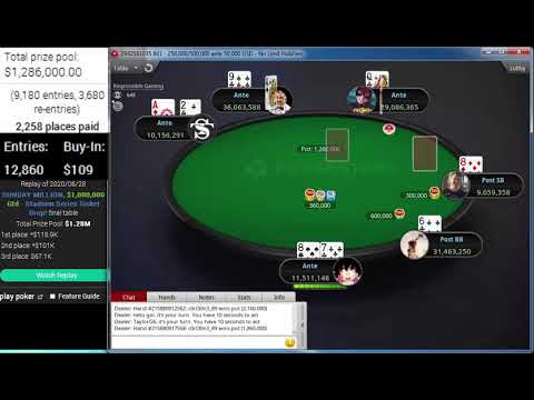 PokerStars $109 SUNDAY MILLION $1M Stadium Series Ticket Drop Jun 28, 2020 "c0rl30n3_89" "fcb-serv"
