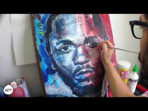 Kendrick Lamar - Mixed Media Portrait - Mike Oncley