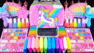 Unicorn Rainbow Slime Mixing Random Cute,shiny things into slime #ASMR #Satisfying #slimevideos #슬라임