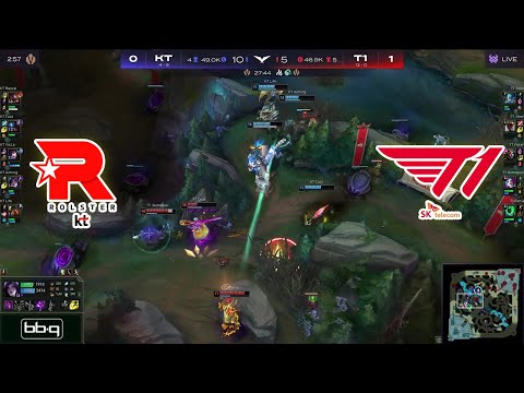 T1 3vs4 kiting backwards into KT's jungle | T1 vs KT