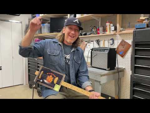 How To Play Cross Road Blues on a 3 String Cigar Box Guitar with Mike Snowden E-B-E Tuning