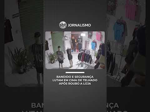Criminoso invade loja pelo telhado e entra em luta com segurança | #SBTNotícias