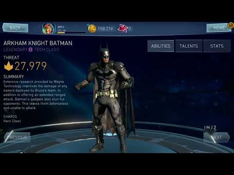 Injustice 2 Mobile Upgrading ARKHAM KNIGHT BATMAN from 4k threat to 34k threat