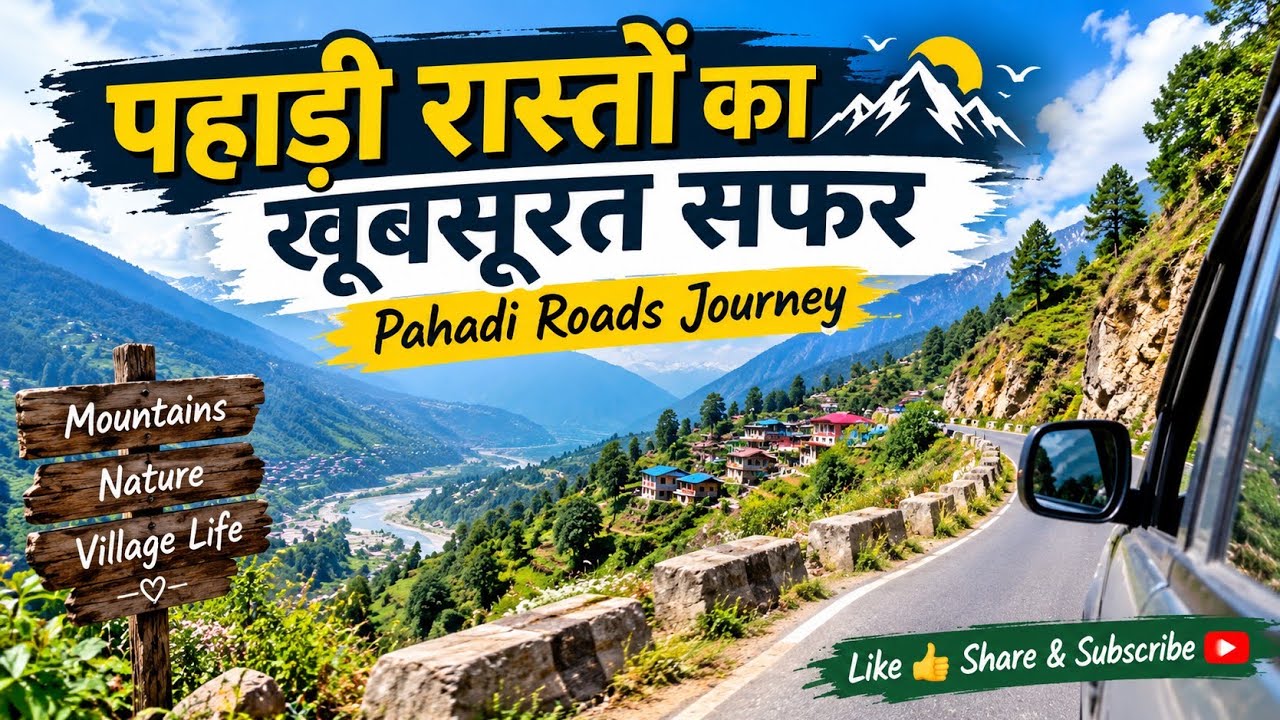 पहाड़ी रास्तों का खूबसूरत सफर | Pahadi Roads Journey | Nature & Village Life 🌿