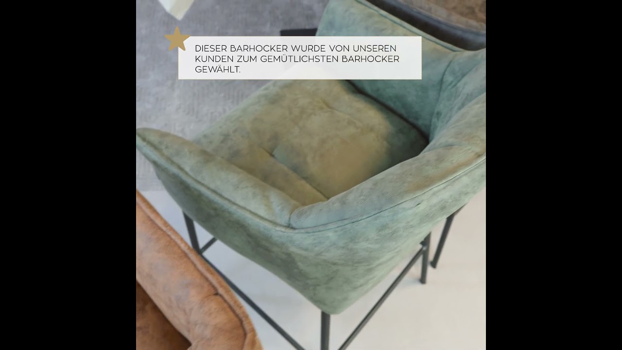 Barhocker Aaron Microfaser mit Armlehne olivgrün 82cm