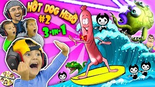 SHAWN plays HOT DOG HERO! 😆 Bendy &amp; Hello Neighbor get Eaten!! (FGTEEV 3-in-1 Games w/ Venom)
