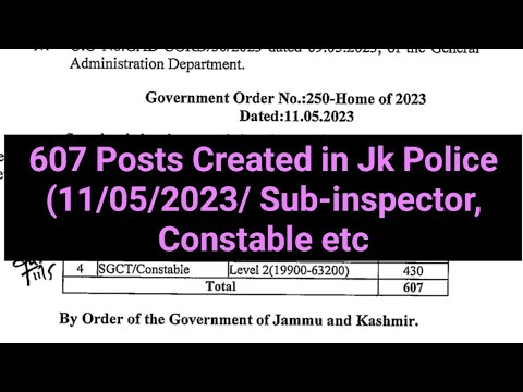 607 Posts || Sub Inspector, Constable,Etc || Official Udpate @CareerSuccessjandK