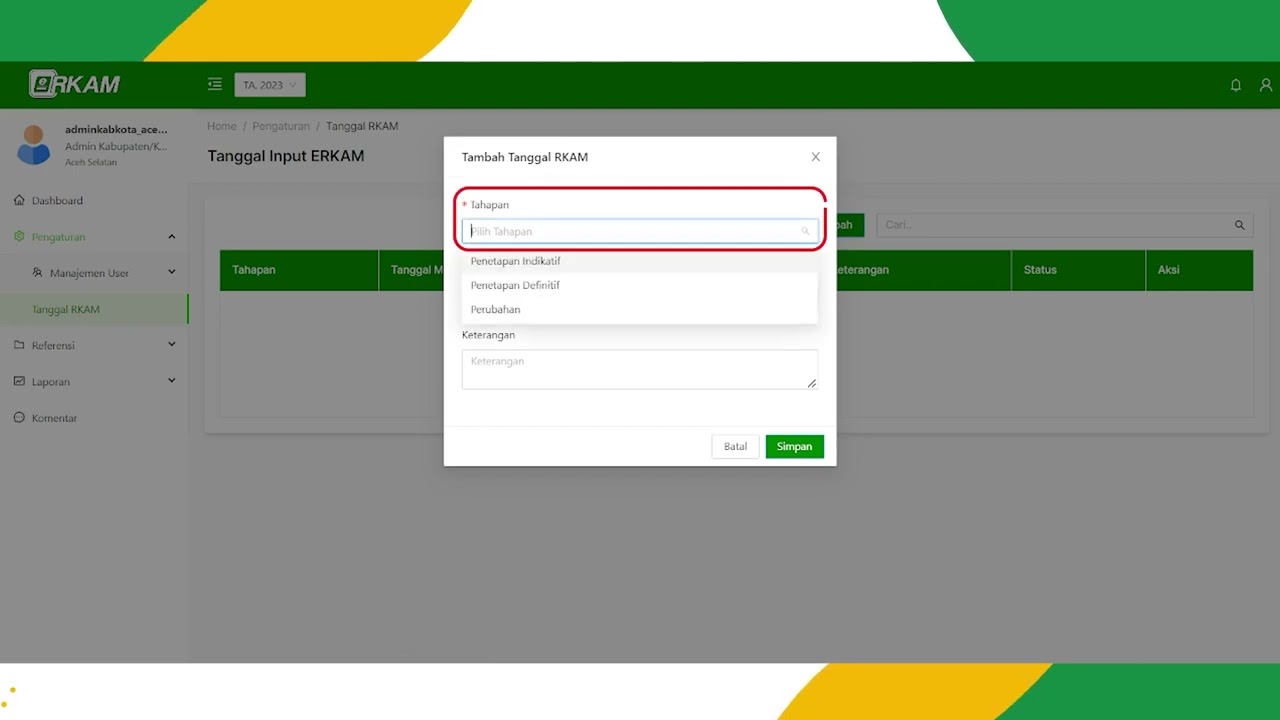 9.4.11. Penjelasan Penetapan Jadwal oleh Admin Kabupaten Kota