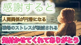 【感謝で人間関係が円滑になる】職場でのストレス軽減、人との繋がりは気付きを与えてくれる#雑談動画#ストレス軽減#気付きを与える#感謝