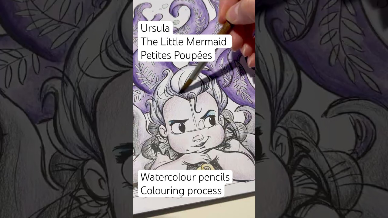 Colouring with Watercolour Pencils | Ursula dans le livre “Petites Poupées” | Colouring Process