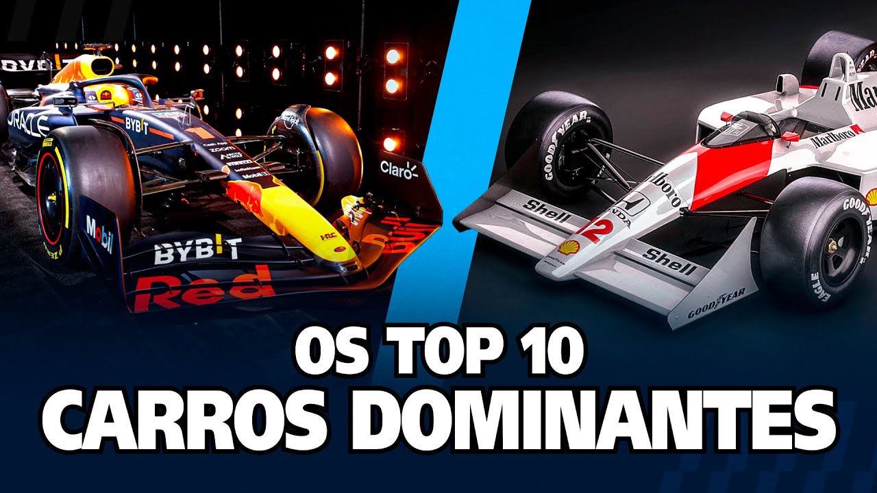 Os top carros mais dominantes da Fórmula 1. RB19, Mp4/4, F2004, W07. Siglas poderosas e velozes!