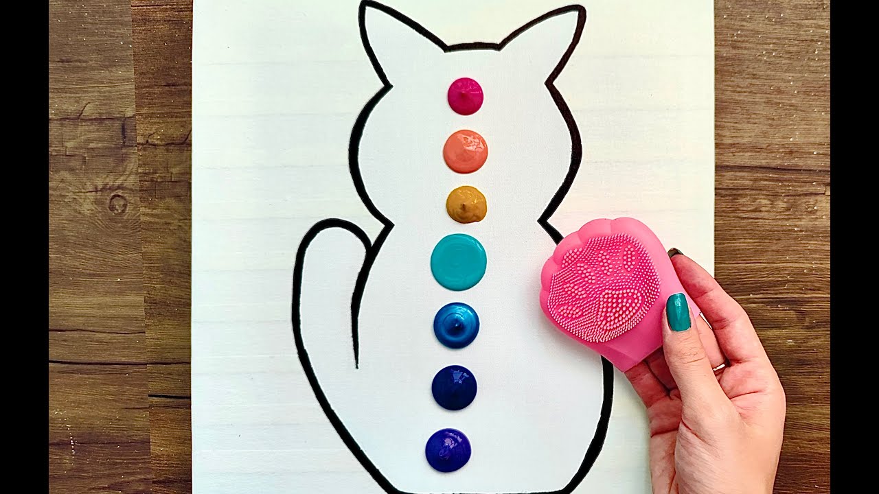 How to Paint Beautiful Abstract Cat | Relaxing Acrylic Painting for Beginners