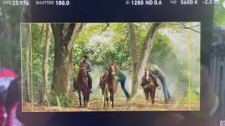 Horseback riding in a behind the scenes video #NCISHawaii