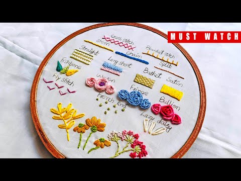 TYPES OF STITCHES | EMBROIDERY STITCHES | TUTORIAL | EMBROIDERY PATTERNS #embroidery #handembroidery