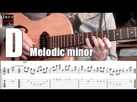 Jazz Guitar Lick with Tab For Beginners (D minor) | Melodic Minor Scale & Augmented Triads