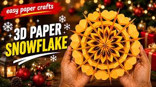 3D Paper Snowflake Making Step by Step ❄️ Easy Paper Snowflake Cutting Tutorial for Beginners