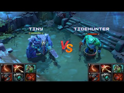 Dota 2 | Tiny vs Tidehunter lvl 30 | Normal Attacks Only | Same Full Items
