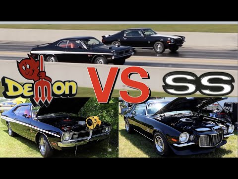 1971 Dodge Demon 340 vs 1970 Camaro SS396 - PURE STOCK DRAG RACE (Factory Stock)